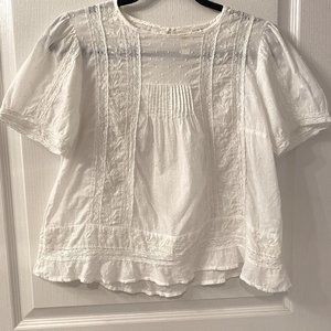 Anthropologie Emroidered White Top